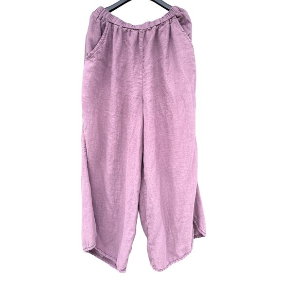 Cynthia Ashby women’s Large L Linen Lavander Pants Lagenlook Art to Wear - Picture 1 of 16